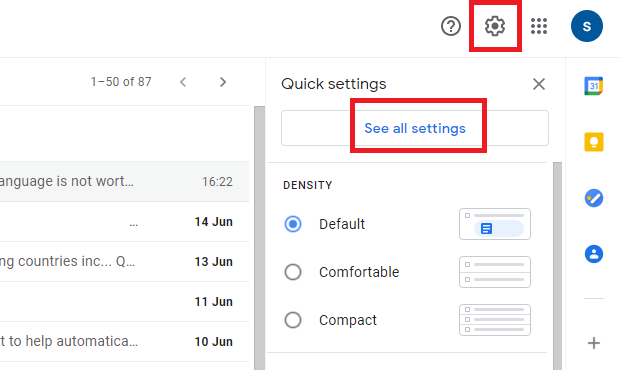 click settings icon