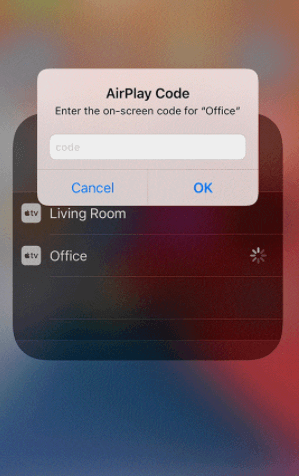 Enter AirPlay Code - Skype on Apple TV