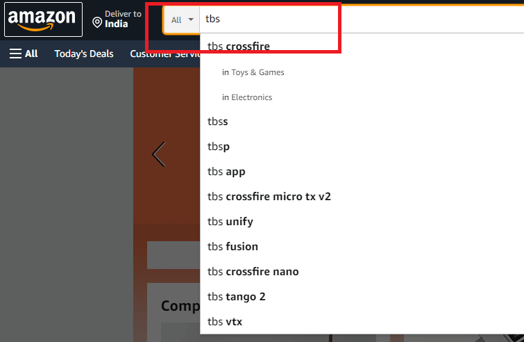 type TBS in the search box