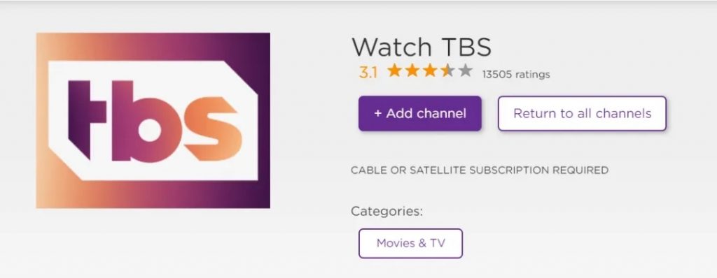 Add TBS on Roku