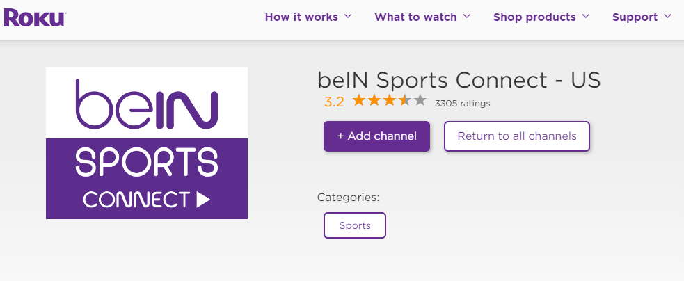 Click Add Channel to get beIN Sports Connect on Roku