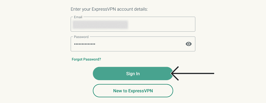 Sign in to ExpressVPN on Android TV