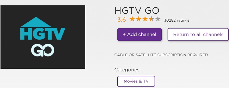 Add HGTV channel on Roku