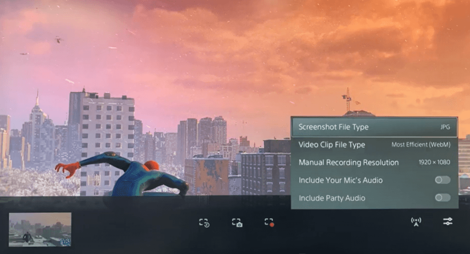select Manual Recording Resolution - record Gameplay on PS5