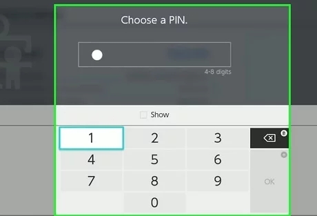 choose a PIN to enable parental control on Nintendo Switch