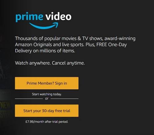 Sign into Prime Video