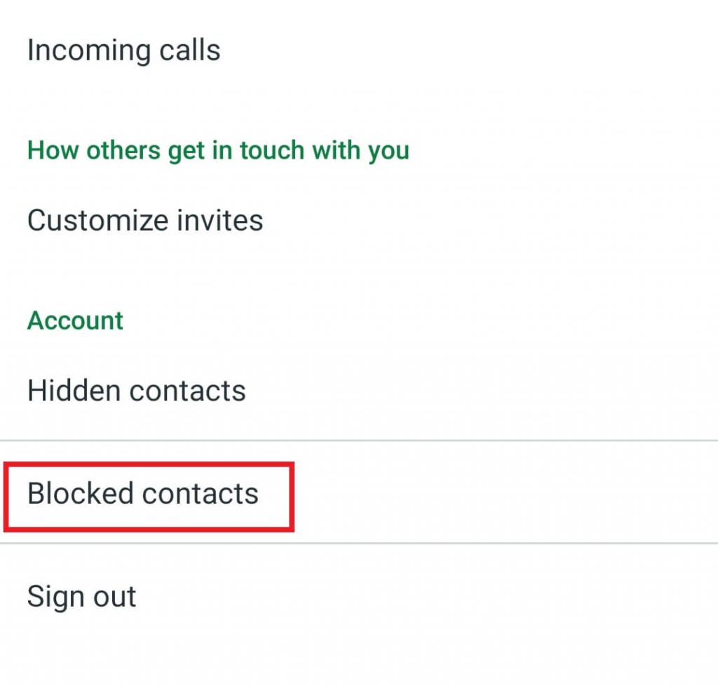 Blocked Contacts on Hangouts 