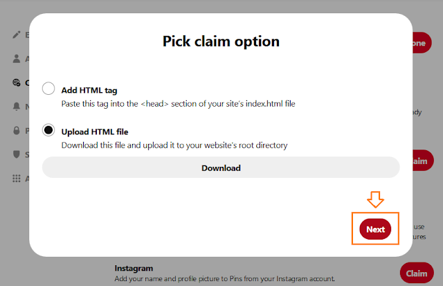 Claim Website on Pinterest