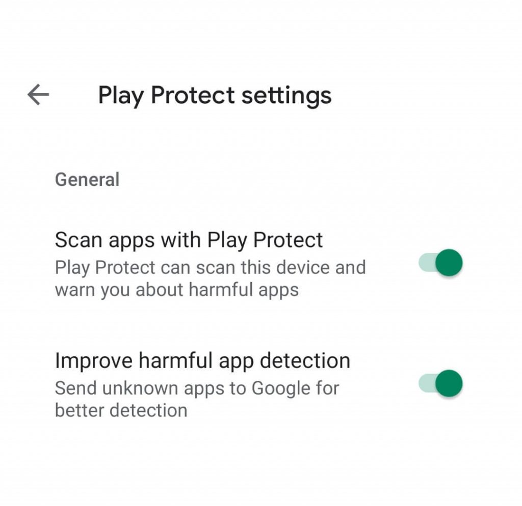 Play Protect settings