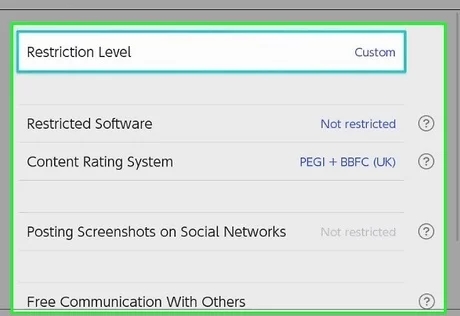  Select Restriction level to get parental control on Nintendo Switch
