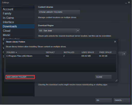 Add Library Folder - Change Steam Install Location