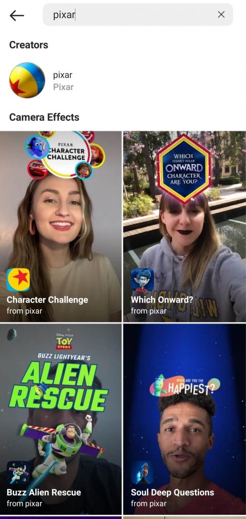 Choose the Disney Pixar filter