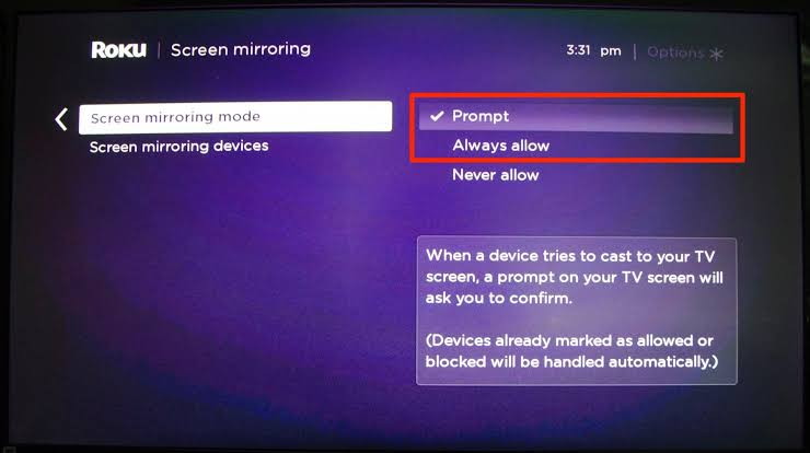 Enable Screen Mirroring on Roku