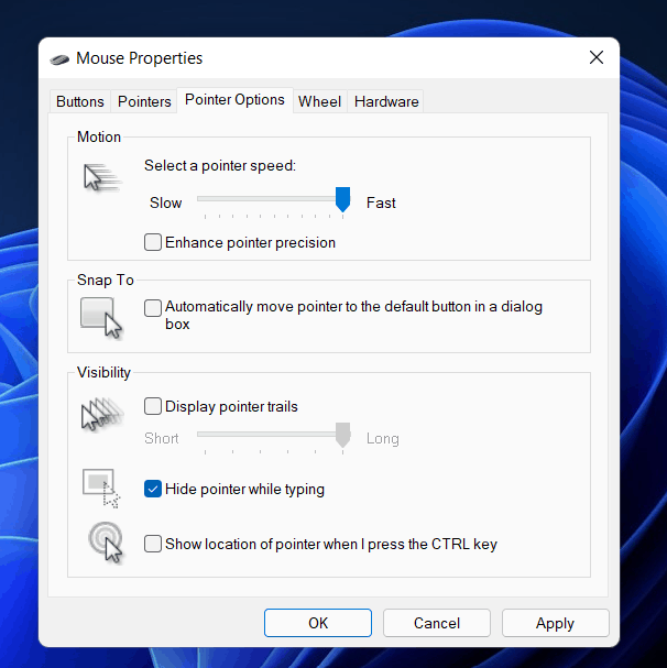 Disable Mouse Acceleration in Windows 11 - Uncheck Enhance pointer precision 