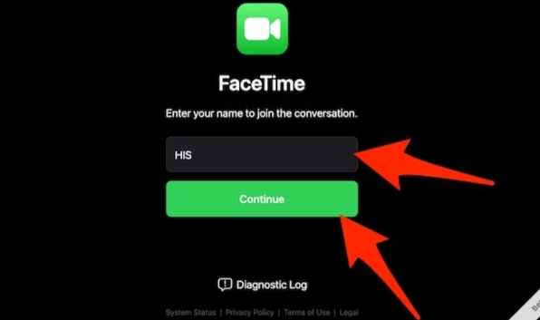 FaceTime On Android: Enter your name or username