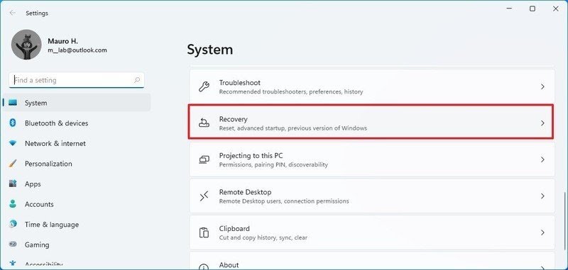 Roll Back To Windows 10 From Windows 11: Click on the Recovery option 