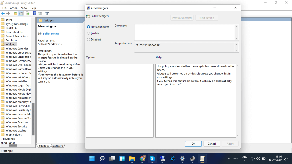 Enable Widgets on Windows 11 With  Group Policy