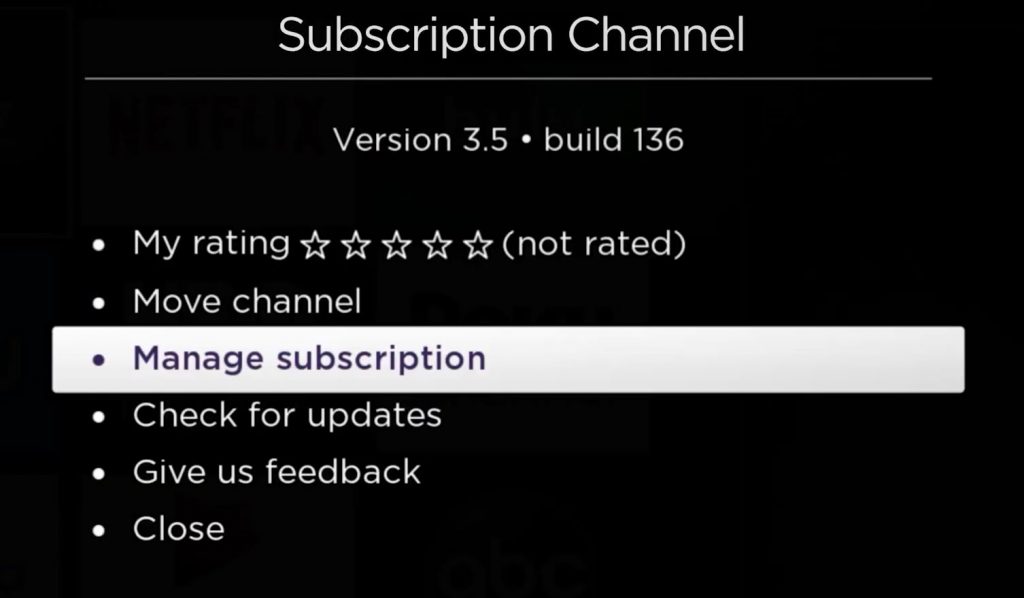 Manage Subscription