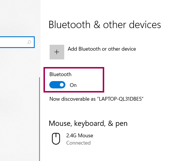 Turn On Bluetooth Via Settings App
