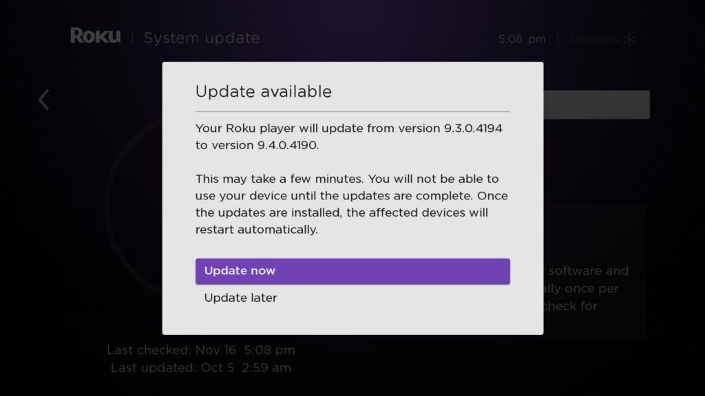 Update now