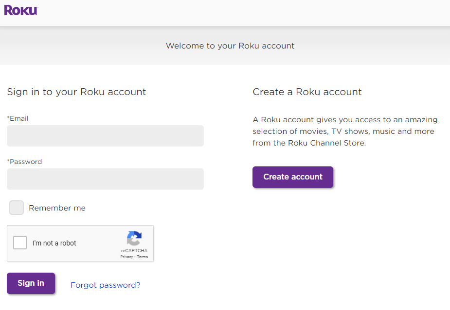 Sign in to your Roku account