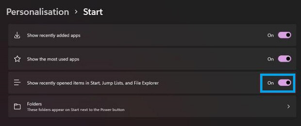 Customize the Windows 11 Start Menu by Tuning Recommendations 