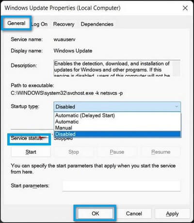 Disable Windows 11 Update Service