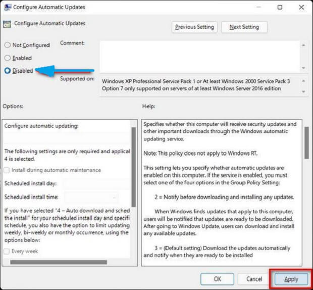 Stop Automatic Updates on Windows 11 using Group Policy