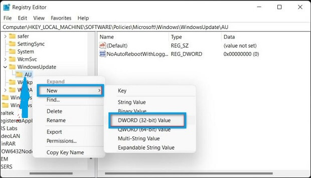 Stop Automatic Updates on Windows 11 using Registry Editor