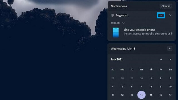 Turing off Windows 11 Notifications from the Notification bar 