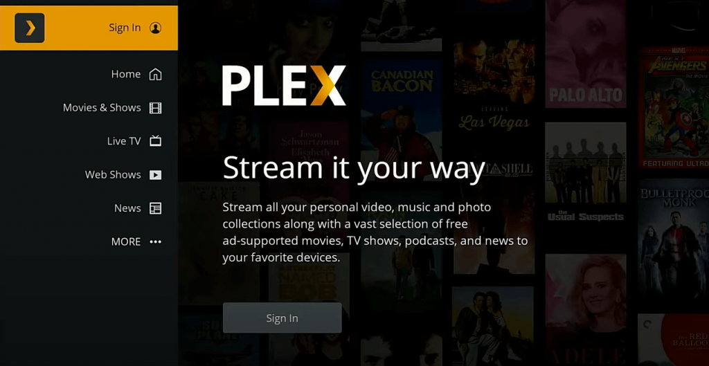 Sign in to Plex on PS5