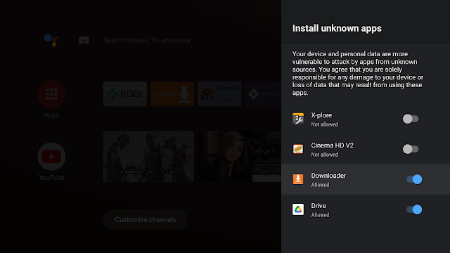 Enable Unknown Sources on Android TV to Sideload Popcorn Time