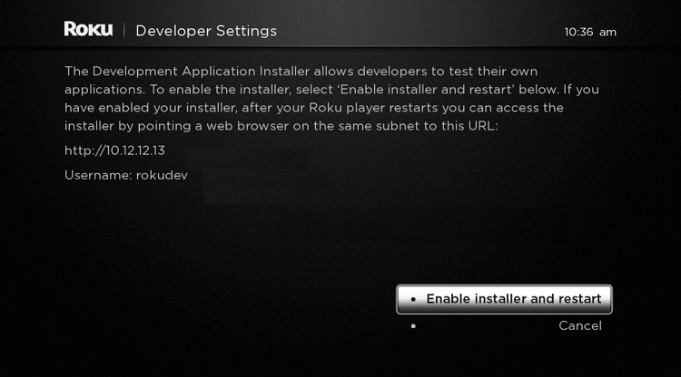 Enable Roku Developer Mode