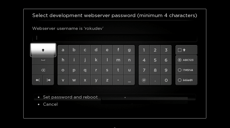 Enter the webserver password