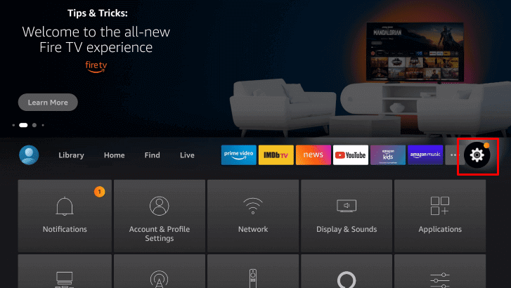 Select Settings - Sky Sports Box Office on Firestick