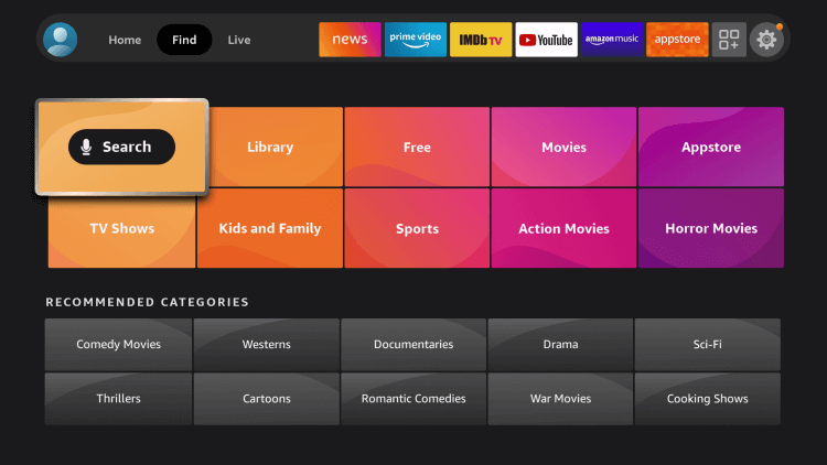 Select Search - TV Land on Firestick