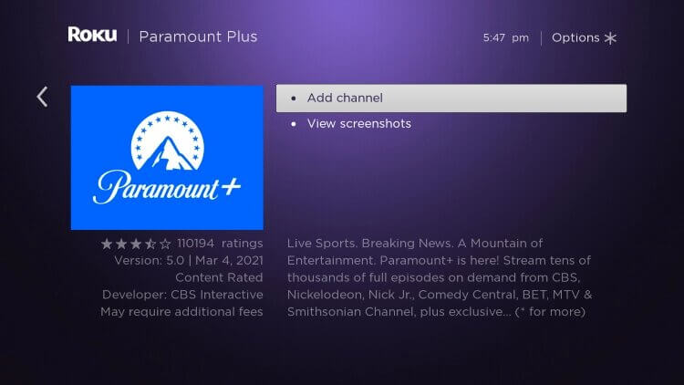 click Add Channel to get Paramount Plus