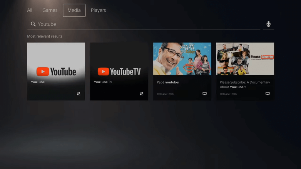 YouTube TV on PS5