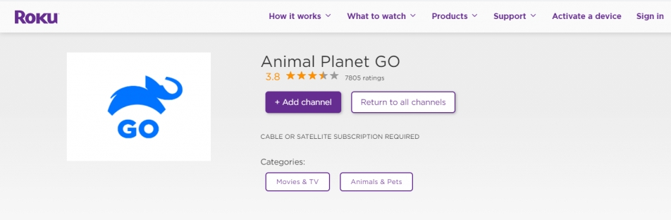 Add Animal Planet on Roku