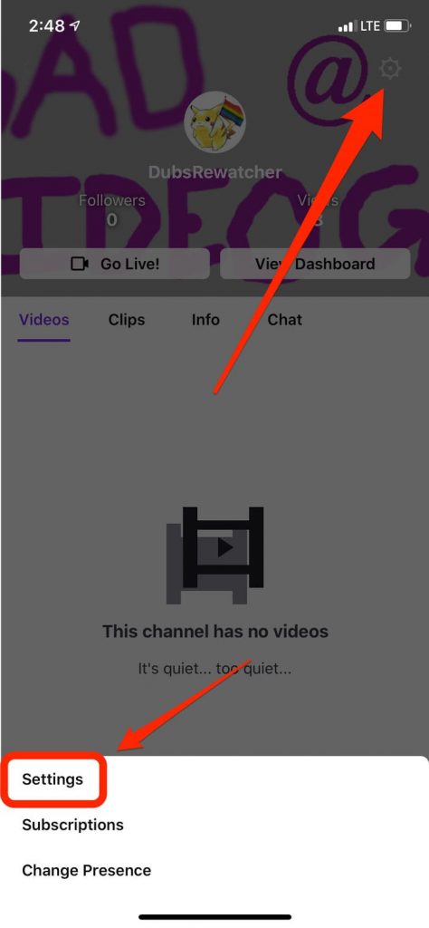 Twitch settings