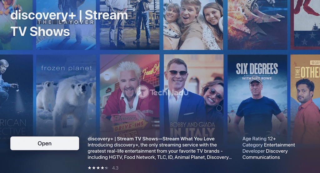 Open Discovery Plus on Apple TV