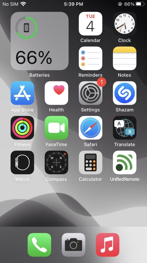 Battery widget on iPhone 12