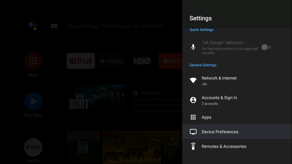 Android TV Device Preferences