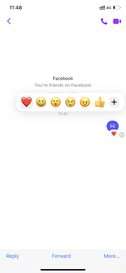 Choose More - Unsend message on Facebook Messenger