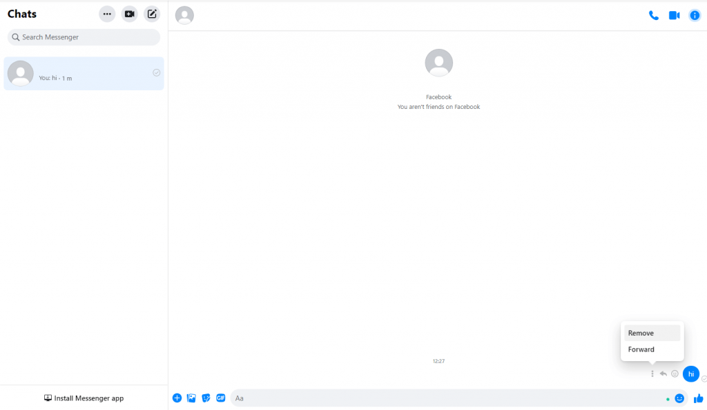 Select Remove option in the messenger