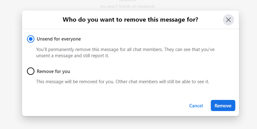 Click Remove to delete the message