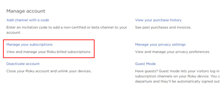 Click Manage your subscription