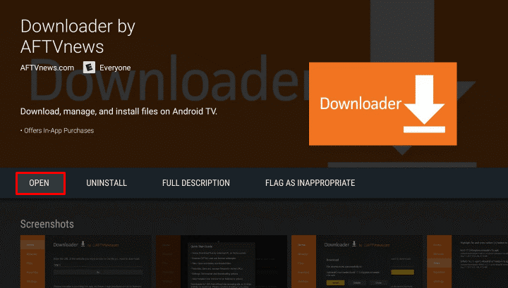 Open Downloader on Android TV