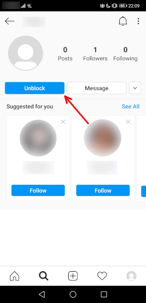 Tap the Unblock button