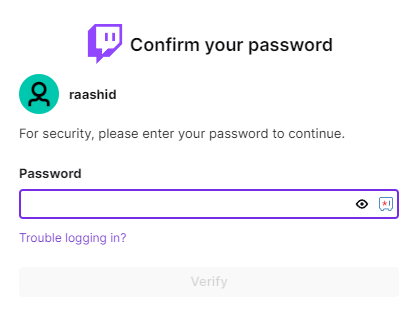 Enter the current password